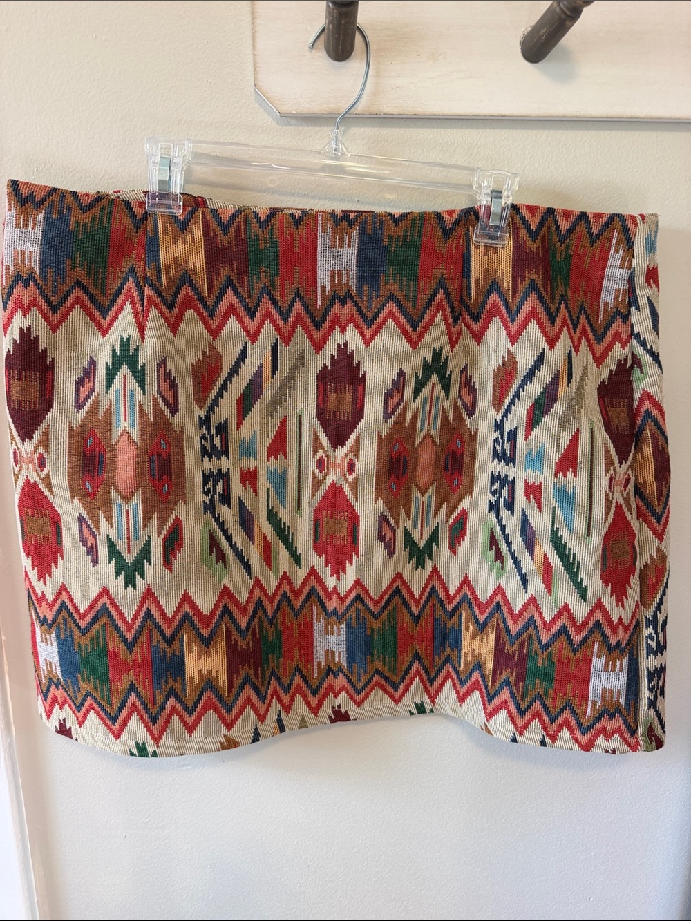 SHEIN Aztec-Pattern Mini Skirt in Red, Green, Blue, Cream, Tan